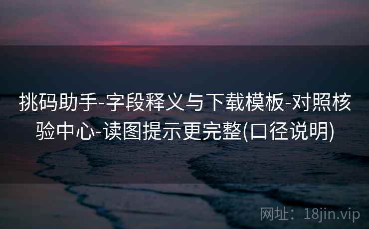 挑码助手-字段释义与下载模板-对照核验中心-读图提示更完整(口径说明)